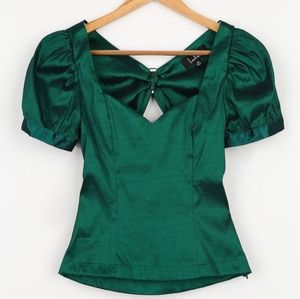 Lulus May I Present Emerald Green Puff Sleeve Top
